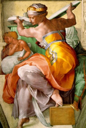 Oil michelangelo Painting - The Libyan Sibyl by Michelangelo