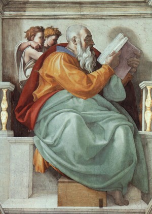 Oil michelangelo Painting - The Prophet Zachariah, 1508-12 by Michelangelo