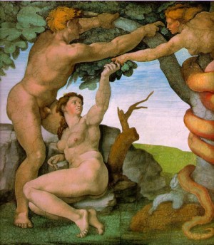 Photograph - The Temptation of Adam and Eve by Michelangelo