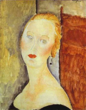 Oil portrait Painting - A Blond Woman. (Portrait of Germaine Survage). 1918 by Modigliani, Amedeo