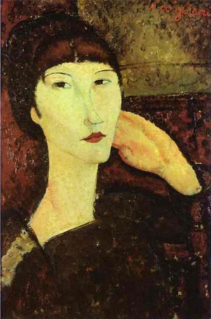 Oil woman Painting - Adrienne (Woman with Bangs). 1917 by Modigliani, Amedeo