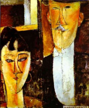 Oil modigliani, amedeo Painting - Bride and Groom. 1915~16 by Modigliani, Amedeo