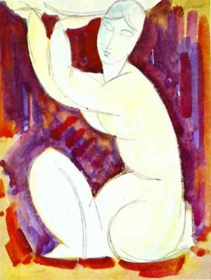 Oil modigliani, amedeo Painting - Caryatid. 1913 by Modigliani, Amedeo