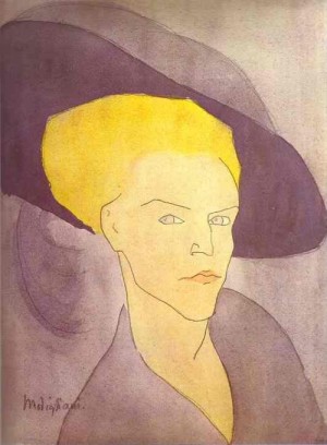 Oil modigliani, amedeo Painting - Head of a Woman with a Hat. 1907 by Modigliani, Amedeo