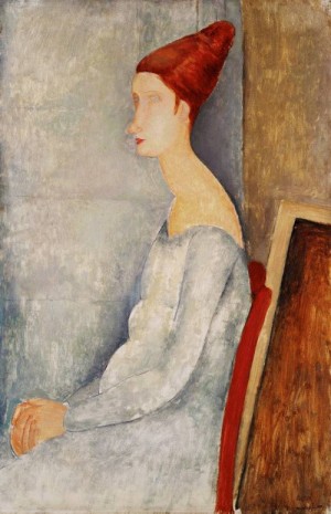 Oil modigliani, amedeo Painting - Jeanne Hbuterne Seated in Profile    1918 by Modigliani, Amedeo