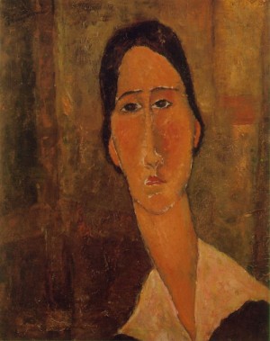 Oil modigliani, amedeo Painting - Jeanne Hebuterne with White Collar  1919 by Modigliani, Amedeo