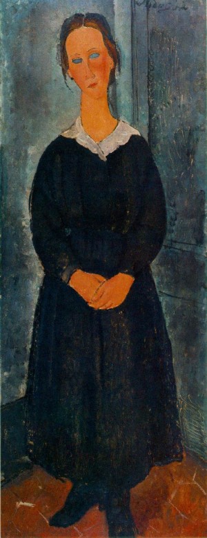 Oil modigliani, amedeo Painting - La jeune bonne    c. 1918 by Modigliani, Amedeo