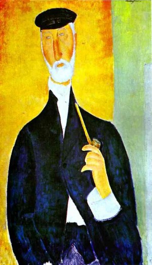 Oil modigliani, amedeo Painting - Man with Pipe (The Notary of Nice). 1918 by Modigliani, Amedeo