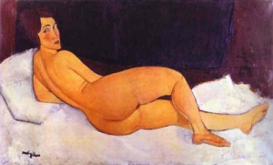 Oil Nude Painting - Nude Looking over Her Right Shoulder. 1917 by Modigliani, Amedeo