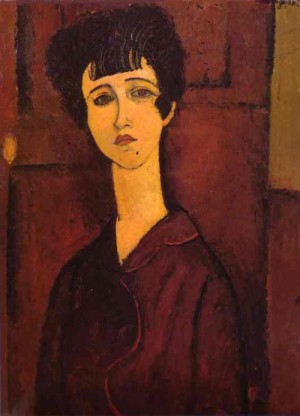Oil modigliani, amedeo Painting - Portrait of a Girl (Victoria). c. 1917 by Modigliani, Amedeo