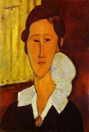 Oil portrait Painting - Portrait of Anna Zborovska. 1917 by Modigliani, Amedeo