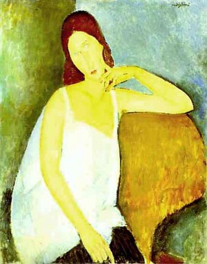 Oil modigliani, amedeo Painting - Portrait of Jeanne Hébuterne ,1919 by Modigliani, Amedeo