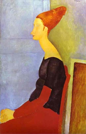 Oil portrait Painting - Portrait of Jeanne Hébuterne in Profile. 1918 by Modigliani, Amedeo