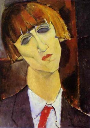 Oil portrait Painting - Portrait of Madame Kisling. c. 1917 by Modigliani, Amedeo
