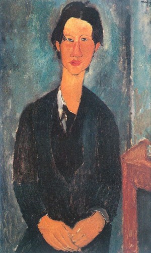 Oil modigliani, amedeo Painting - Portrait of Soutine Sitting at a Table   1916 by Modigliani, Amedeo