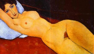 Oil Nude Painting - Reclining Nude. 1917 by Modigliani, Amedeo