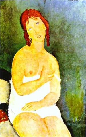 Oil woman Painting - Red-Haired Young Woman in Chemise. 1918 by Modigliani, Amedeo