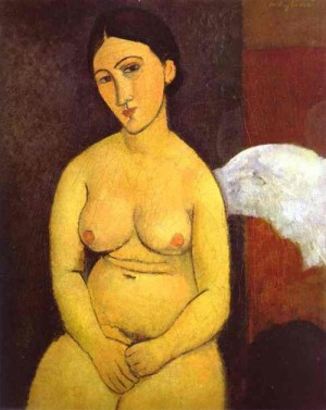 Oil Nude Painting - Seated Nude. 1917 by Modigliani, Amedeo