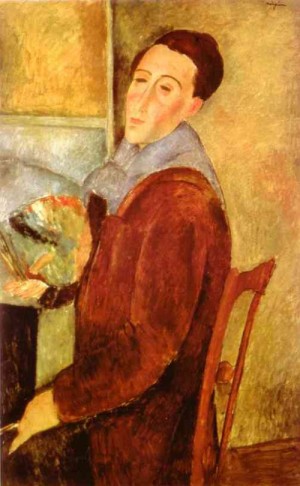 Oil modigliani, amedeo Painting - Self-Portrait. 1919 by Modigliani, Amedeo