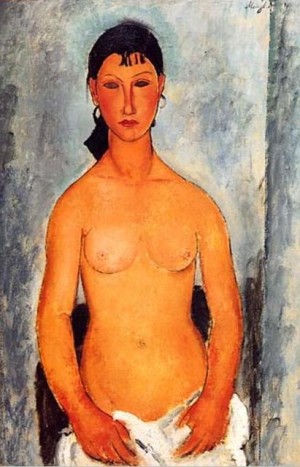 Oil Nude Painting - Standing Nude  Elvira. 1918 by Modigliani, Amedeo