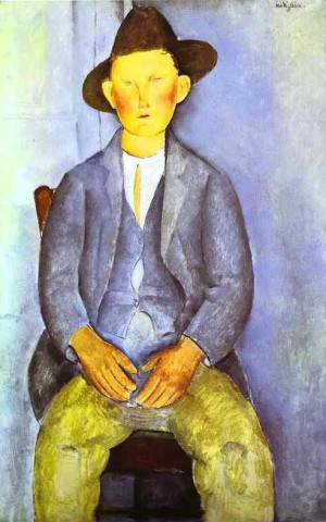 Oil modigliani, amedeo Painting - The Little Peasant. c. 1918 by Modigliani, Amedeo