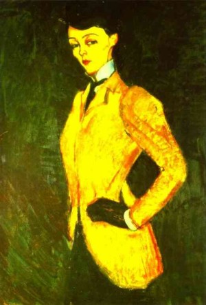 Oil woman Painting - Woman in Yellow Jacket (The Amazon). 1909 by Modigliani, Amedeo