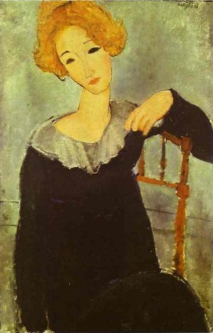 Oil modigliani, amedeo Painting - Woman with Read Hair. 1917 by Modigliani, Amedeo