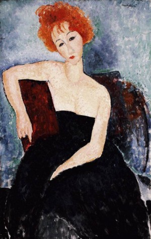Oil modigliani, amedeo Painting - Young Redhead in an Evening Dress    1918 by Modigliani, Amedeo