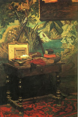 Oil monet,claud Painting - A Corner of the Studio, 1861 by Monet,Claud