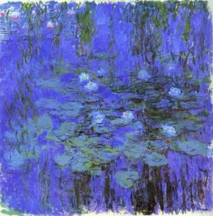 Oil blue Painting - Blue Water Lilies. c.1916-1919 by Monet,Claud