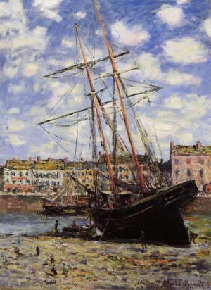 Oil monet,claud Painting - Boat at Low Tide at Fecamp by Monet,Claud