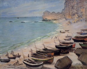 Oil monet,claud Painting - Boats on the Beach at Etretat by Monet,Claud
