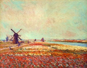 Oil monet,claud Painting - Bulbfield and Windmill Near Leyden    1886 by Monet,Claud