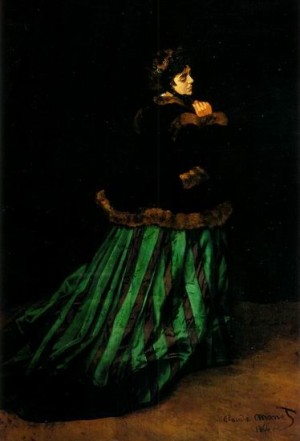 Oil green Painting - Camille Doncieux  (Lady in Green).  1866 by Monet,Claud