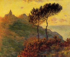 Oil monet,claud Painting - Church at Varengeville, against the Sunset by Monet,Claud