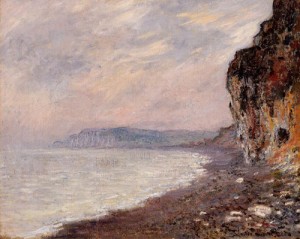 Oil monet,claud Painting - Cliffs at Pourville in the Fog 1882 by Monet,Claud