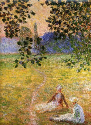 Oil giverny Painting - Evening in the Meadow at Giverny (detail) 1888 by Monet,Claud