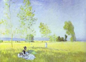 Oil monet,claud Painting - Fields of Bezons. c.1873 by Monet,Claud