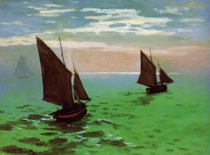 Oil sea Painting - Fishing Boats at Sea 1868-1869 by Monet,Claud