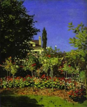 Oil in bloom Painting - Garden in Bloom at Sainte Addresse. c.1866 by Monet,Claud