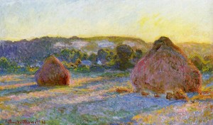 Oil summer Painting - Grainstacks at the End of Summer Evening Effect 1890 by Monet,Claud