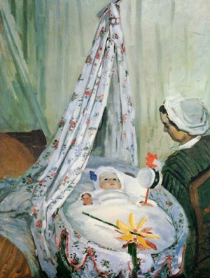 Oil monet Painting - Jean Monet in His Cradle 1867 by Monet,Claud