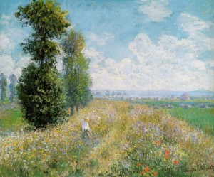 Oil monet,claud Painting - Meadow with Poplars (aka Poplars near Argenteuil) 1875 by Monet,Claud