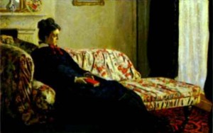 Oil monet Painting - Meditation Mme. Monet on a Sofa. c.1870-1871 by Monet,Claud