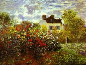 Oil garden Painting - Monet's Garden at Argenteuil. 1873 by Monet,Claud