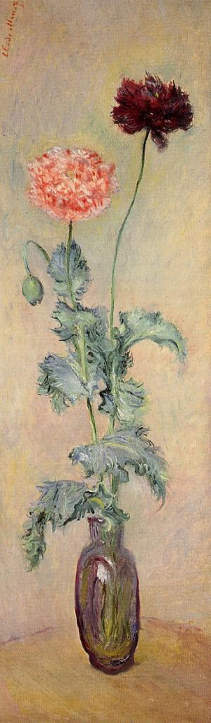 Oil red Painting - Red and Pink Poppies 1883 by Monet,Claud