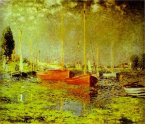 Oil red Painting - Red Boats. Argenteuil. 1875 by Monet,Claud
