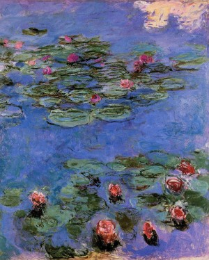 Oil red Painting - Red Water-Lilies 1914-1917 by Monet,Claud