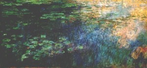 Oil lily Painting - Reflections of Clouds on the Water-Lily Pond (triptych left panel) 1920-1926 by Monet,Claud