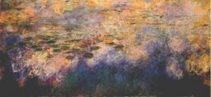Oil pond Painting - Reflections of Clouds on the Water-Lily Pond (tryptich center panel) 1920-1926 by Monet,Claud